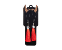 Зажимы на соски Pecado BDSM, «Вилки», с кисточками из шелка, металл, красные-foto2