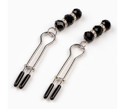 Зажимы для сосков Оки-Чпоки, БДСМ аксессуар, с бусинами, металл, пластик, черный 10554137