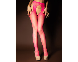 Розовые колготки с вырезами искрящиеся стразами в сетку (Spark) (S/XL)-foto2