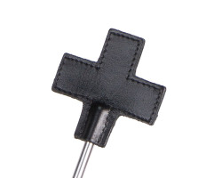 Стек металлический с крестообразным кожаным наконечником Leather Cross Tipped Metal Crop черный-foto2