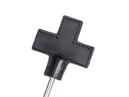 Стек металлический с крестообразным кожаным наконечником Leather Cross Tipped Metal Crop черный-foto2