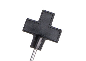 Стек металлический с крестообразным кожаным наконечником Leather Cross Tipped Metal Crop черный-foto2