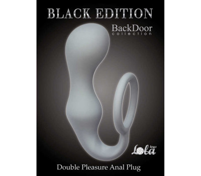 Эрекционное кольцо с анальной пробкой Double Pleasure Anal Plug Grey 4217-02Lola