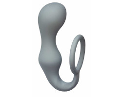 Эрекционное кольцо с анальной пробкой Double Pleasure Anal Plug Grey 4217-02Lola