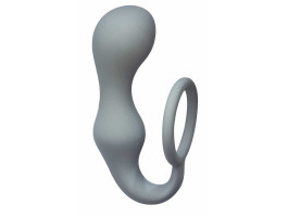 Эрекционное кольцо с анальной пробкой Double Pleasure Anal Plug Grey 4217-02Lola
