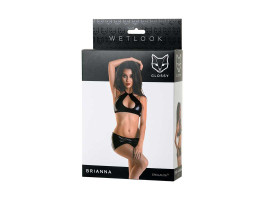 Комплект Glossy Brianna из материала Wetlook, черный, M