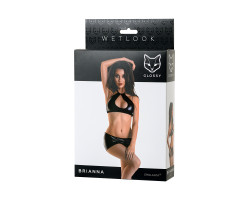 Комплект Glossy Brianna из материала Wetlook, черный, M-foto8