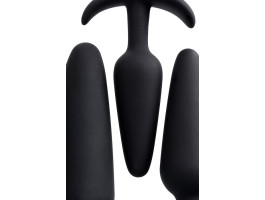 Набор анальных втулок, силикон, черный, 3 шт (в пакете)-foto5