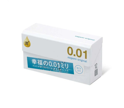 Презервативы Sagami Original 001 Extra Lub полиуретановые, с увеличенным количеством смазки 12 шт.