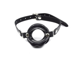 Кляп-рамка БДСМ Оки-Чпоки, в форме губ, ПВХ, экокожа, черный  5 х 4,5 см 9924601