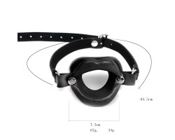 Кляп-рамка БДСМ Оки-Чпоки, в форме губ, ПВХ, экокожа, черный  5 х 4,5 см 9924601-foto2