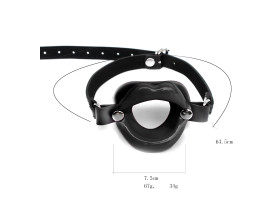 Кляп-рамка БДСМ Оки-Чпоки, в форме губ, ПВХ, экокожа, черный  5 х 4,5 см 9924601-foto2