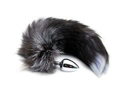 Пробка анальная Alive Black And White Fox Tail, S