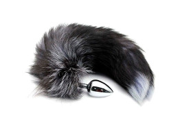 Пробка анальная Alive Black And White Fox Tail, S