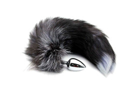 Пробка анальная Alive Black And White Fox Tail, S