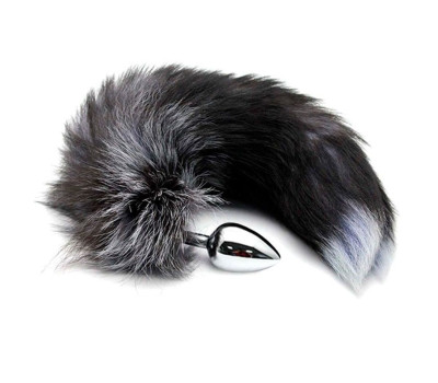 Пробка анальная Alive Black And White Fox Tail, S