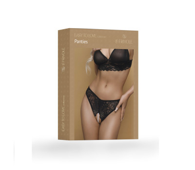 Кружевные трусики черные с жемчугом (Easy to love) (XXL/XXXL (50-52))