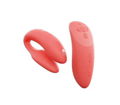 Вибратор We-Vibe Chorus для пар, коралловый, в комплекте батарейка для пульта