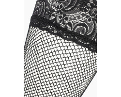 Чулки в мелкую сетку с черной кружевной резинкой на силиконе (Sense) (S/M)-foto2