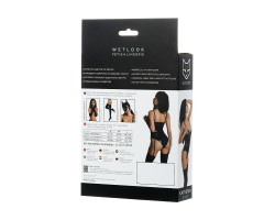 Боди Glossy из материала Wetlook на шнуровке, черное, L-foto6