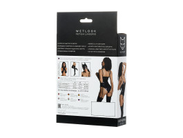 Боди Glossy из материала Wetlook на шнуровке, черное, L-foto6