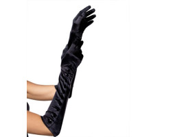 Перчатки на кнопках Satin Gloves W/ Snap Buttons Detail O/S BLACK