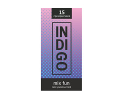 ПРЕЗЕРВАТИВЫ INDIGO MixFun № 15 (МИКС УДОВОЛЬСТВИЙ С РЕБРАМИ), 15 штук