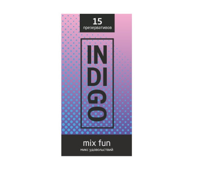 ПРЕЗЕРВАТИВЫ INDIGO MixFun № 15 (МИКС УДОВОЛЬСТВИЙ С РЕБРАМИ), 15 штук