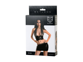 Комплект Glossy Gigi из материала Wetlook, черный, S-foto3
